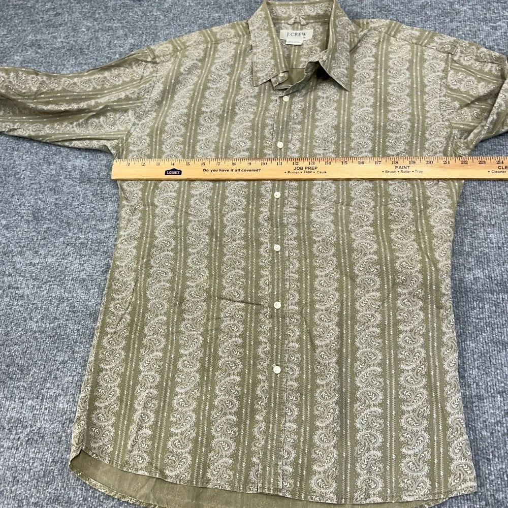 J.CREW Shirt Men XL Green Paisley Print 100% Cotton Casual Long Sleeve Button Up